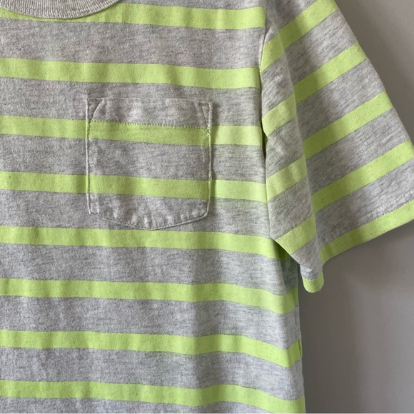 Carter’s Kids Neon Stripe Pocket T-Shirt - Yellow/Green Neon Stripe on Grey - Picture 3 of 6